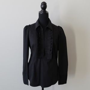 Ruffle front stretch shirt